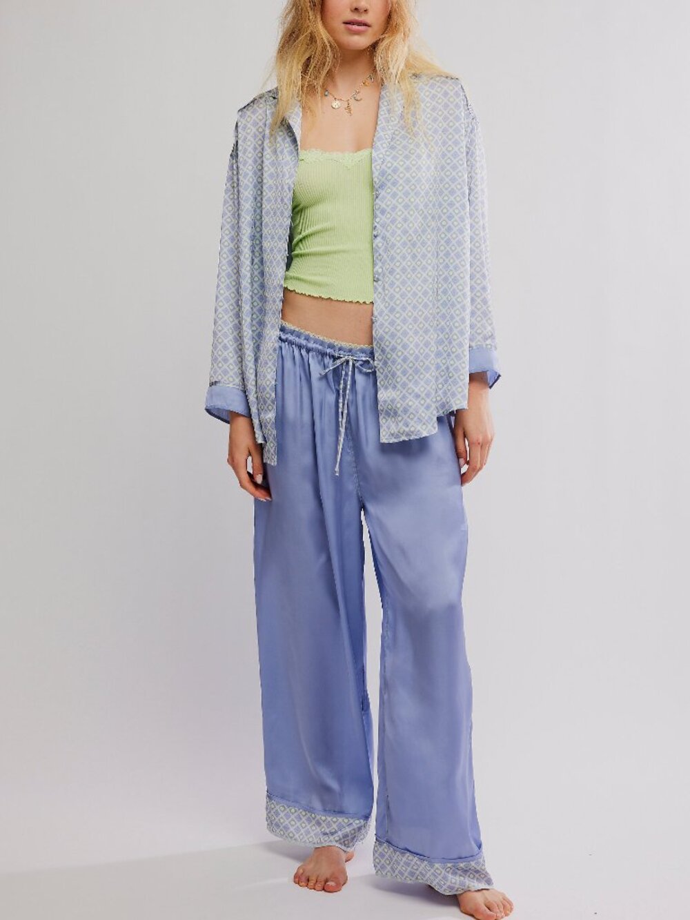 FREE PEOPLE Dreamy Days PJ Set / Lime Kiwi Combo